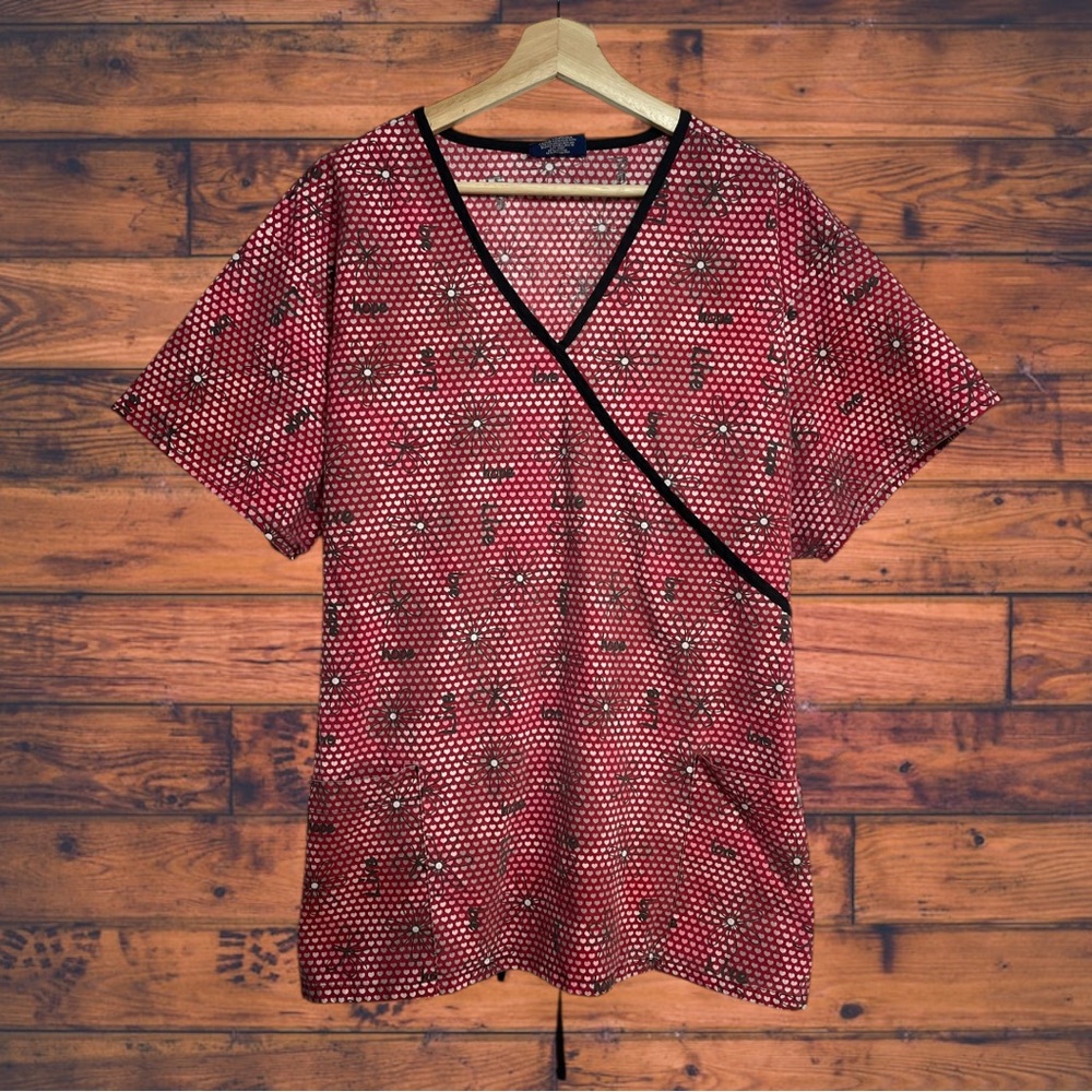 5‎ for $25🔥Absolute Red Floral Scrub Top 3XL